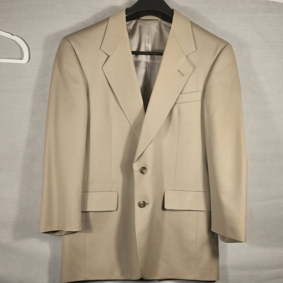 Hart Schaffner Marx Other - Hart Schaffner Marx Blazer Men's 41R Wool Beige‎ Sports Coat Gold Trumpeter